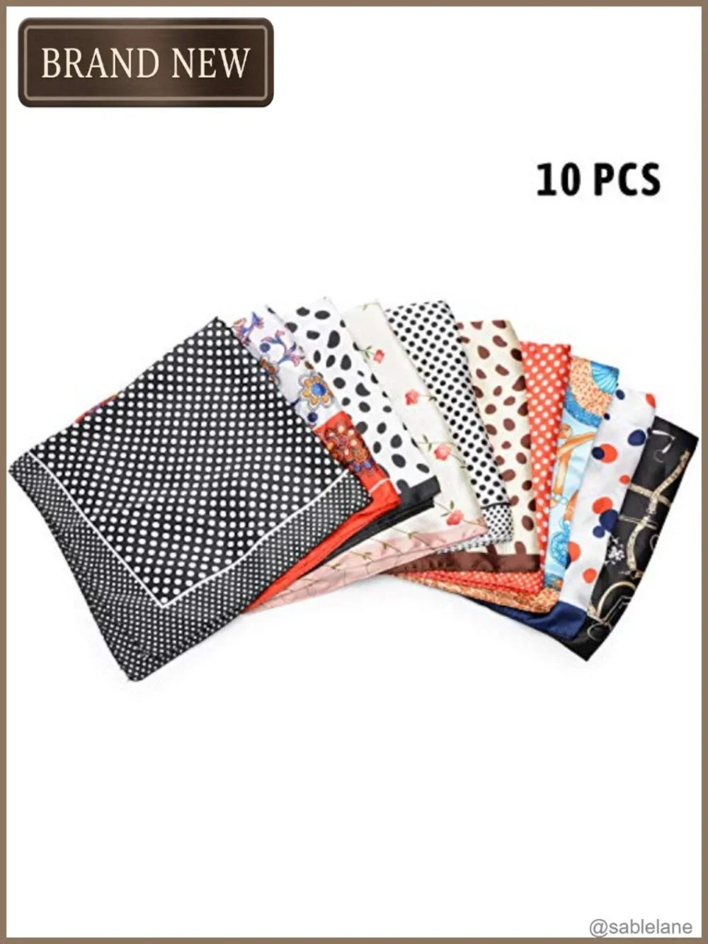 10 Pcs Satin Silk Like Square Scarf Set for Women, Hair, Neck